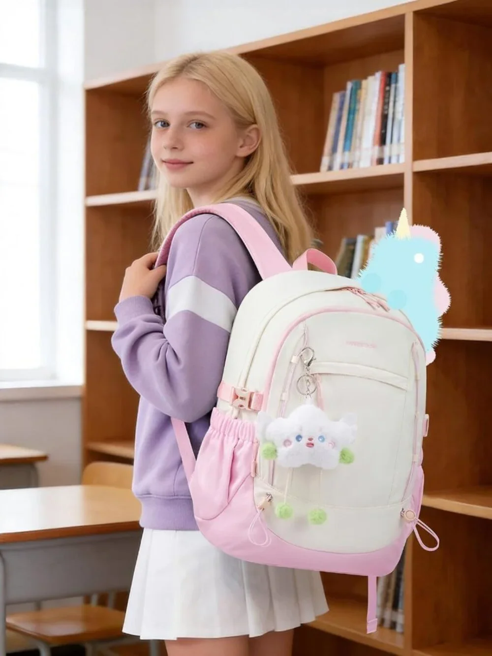 Cute Teen Girl School Backpack, Stylish Bookbag for Students, Durable & Trendy